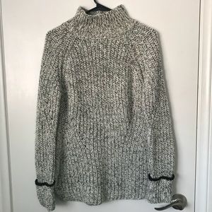 Black & Cream Knit Turtleneck Sweater